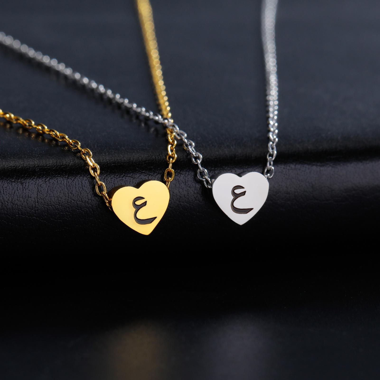 

Cazador Arabic Letter Mini Heart Necklace for Women Stainless Steel Arabic Alphabet Pendant Choker Chain Necklaces Jewelry 2026 Silver&45-50cm