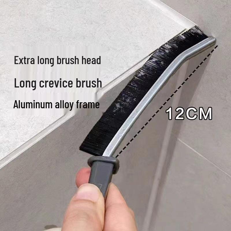 Long Handle Crevice Cleaning Brush for Bathroom, Kitchen, Toilet, Sink, Windows, and Grooves with Stiff Bristles