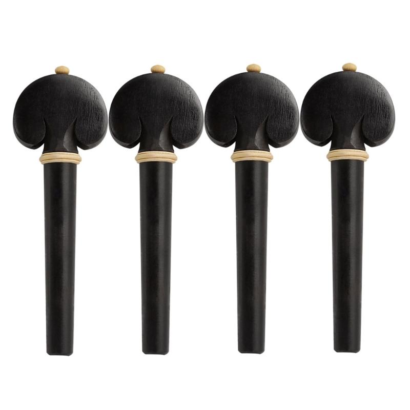 4 Pcs Durable Cello Tuning Pegs Replacement Natural Ebony Wood Cello Pegs Cello Parts Accessories Easy to Use 1