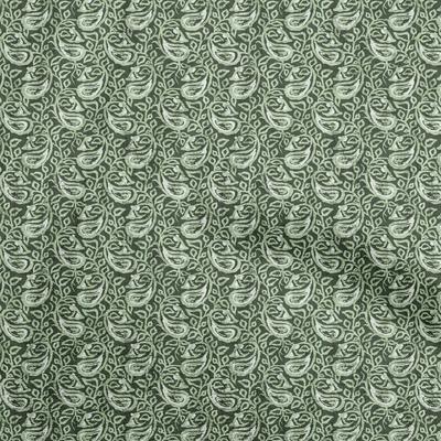 Cotton Flex Dark Green Fabric Asian Batik Paisley Craft Projects Decor Fabric Printed By The Yard 40 Inch