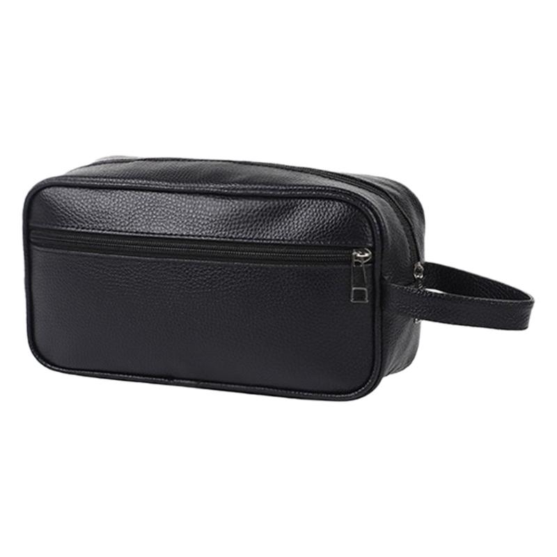 Textured PU Men's Toiletry Bag Waterproof Travel Cosmetic Organizers With Large Capacity Travel Accessory Pouches
