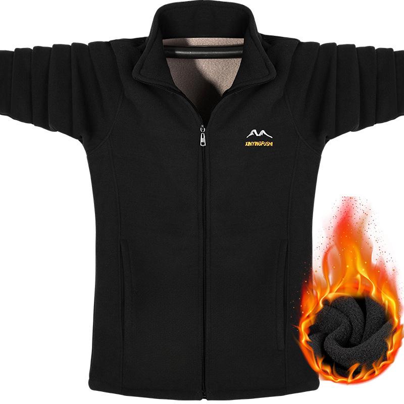 Chaqueta polar de hombre más terciopelo grueso primavera y otoño cálida suelta chaqueta polar de gran tamaño