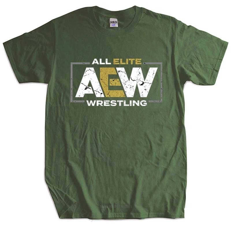 Men Cotton T Shirt Summer Tops Brand All Elite AEW Wrestling AEW Logo men tshirt Bigger Size Homme Black Tshirt