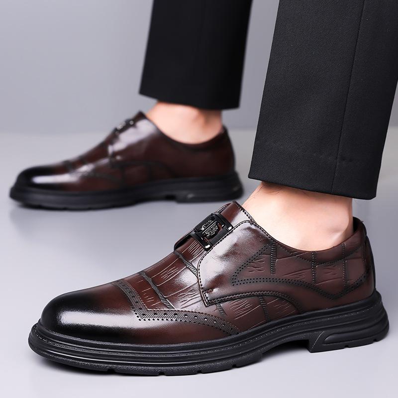 Fashion Spring Autumn New Men's Fashion Leather Shoes Business Formal Casual Leather Dress Shoes Solid Color Luxury Platform Shoe Male