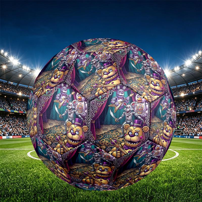 Five Nights at Freddy's Print Size 5 Soccer Ball, PU Wear Resistant Football for Match Training and Daily Practice, Birthday Gift for Soccer Fans