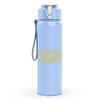 1PC Pale Yellow Minimalist Script Print 750ml colorful plastic sports water bottle leakproof pop up lid with straw for outdoor work home use