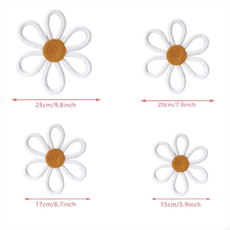 62KD 4PCS/Set Flower Wall Hanging Nursery Decoration Wall Hanging Rope Flower Set