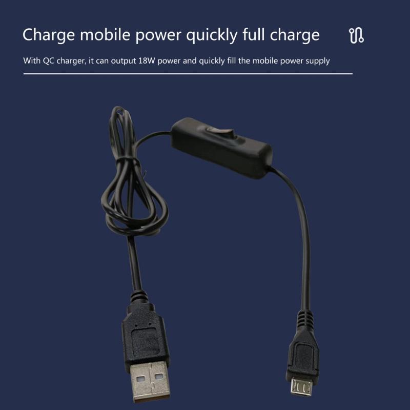 USB to Micro USB Cable USB Male to Micro USB Male with Switches Charging Cable Adapter USB2.0 Fast Charging for Phone