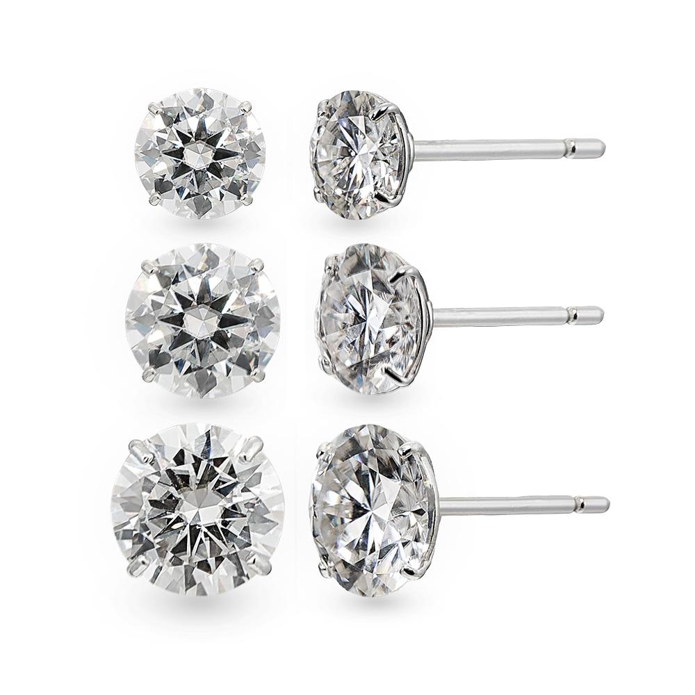 Dorocy Silver Moissanite Basic 4-Prong Earrings (3 Types)