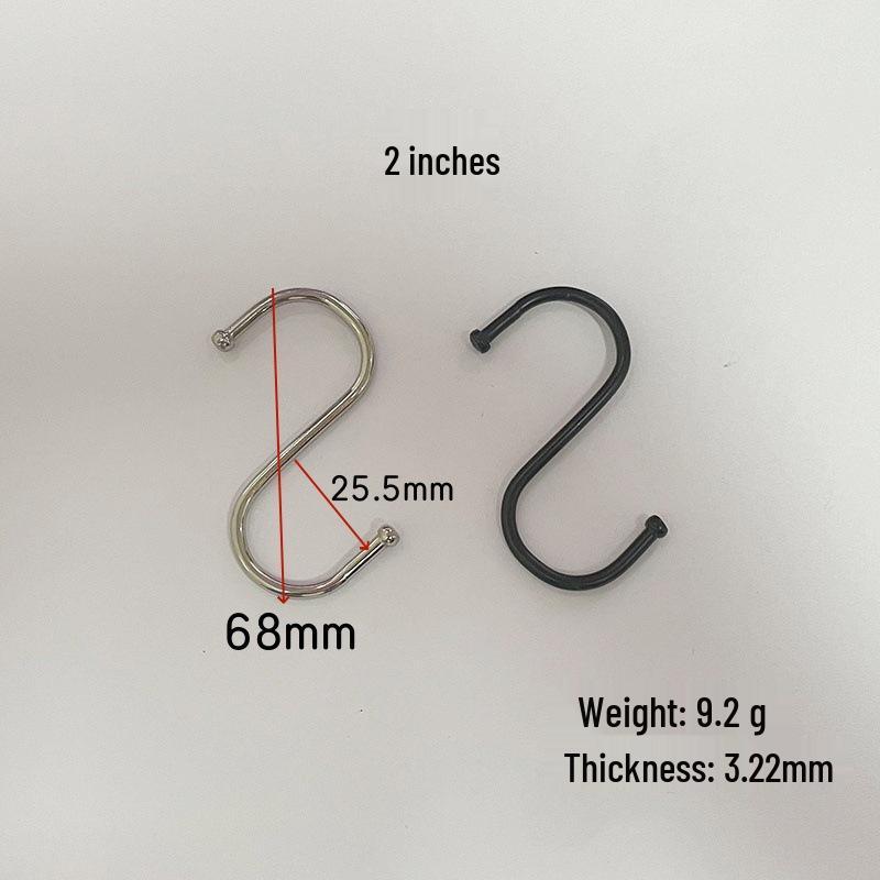 Cross-Border S-shaped Iron Hooks: 11 Specifications In Black & Silver for Hanging and Connecting