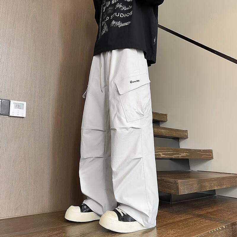 Men's Multi-Pocket Loose Straight-Leg Cargo Parachute Pants