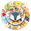 50 Cartoon Animal Face Graffiti Stickers - Cute, Waterproof, DIY for Kids' Reward, Skateboard, Luggage (50 Sheets)