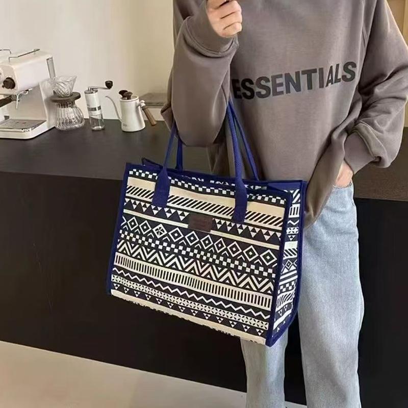Large Capacity Shoulder Bag Commuter Canvas Handheld Shopping Bag Outward Travel Commuting Bag