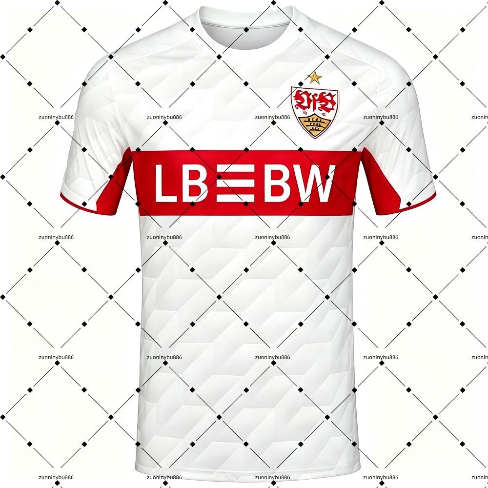 גופיות בית וחוץ של VfB שטוטגרט לעונת 2026-27, חולצות טי עם הדפסים דיגיטליים, שרוולים קצרים נושמים לספורט