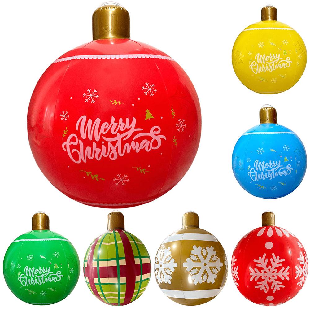 PVC Inflatable Christmas Ball Garden Decoration Ornaments Ball 60CM Xmas New Years Party Atmosphere Ball Yard Lawn Porch Decor