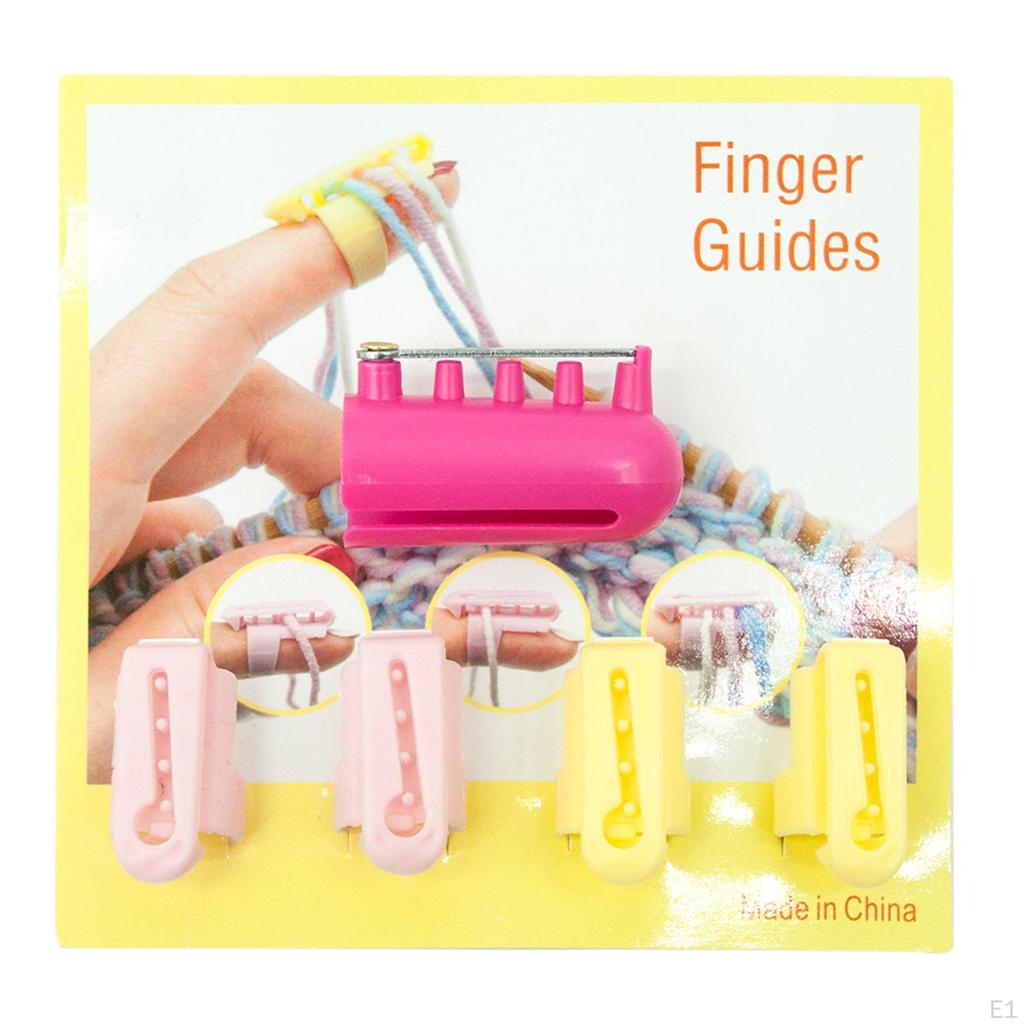 Set de 5 piese Ghid de fire pentru tricotat și croșetat, Suport pentru deget, Degetar, Cârlig,