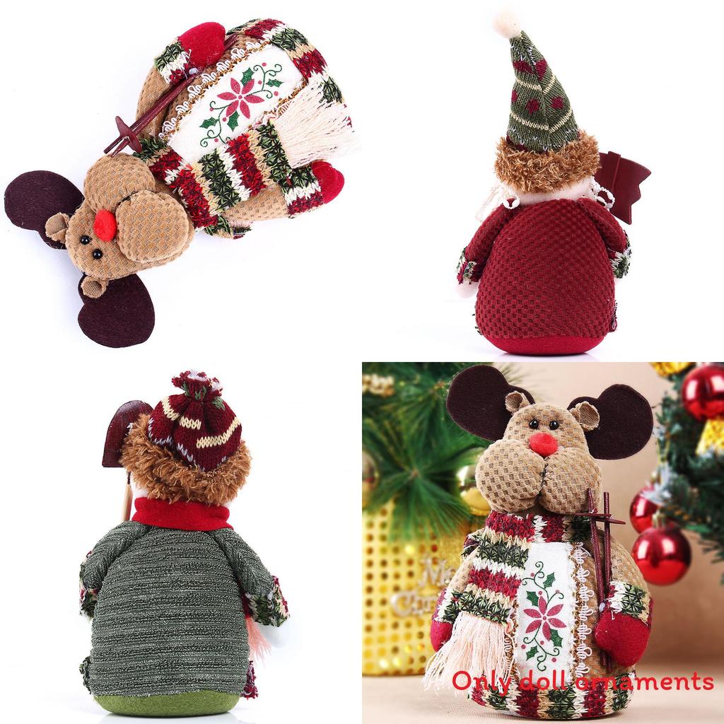 Christmas Santa Snowman Reindeer Desktop Decor With Fabric Material For Holiday Tabletop Display