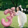 10th Birthday Pink Bow Balloon Props for Girls' Party Decoration.