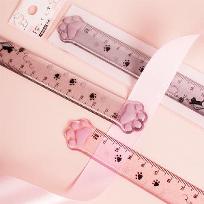 Cute Cat Paw Plastic Straight Rulers Kawaii School Office Supplies Planner Accessories Student Prize