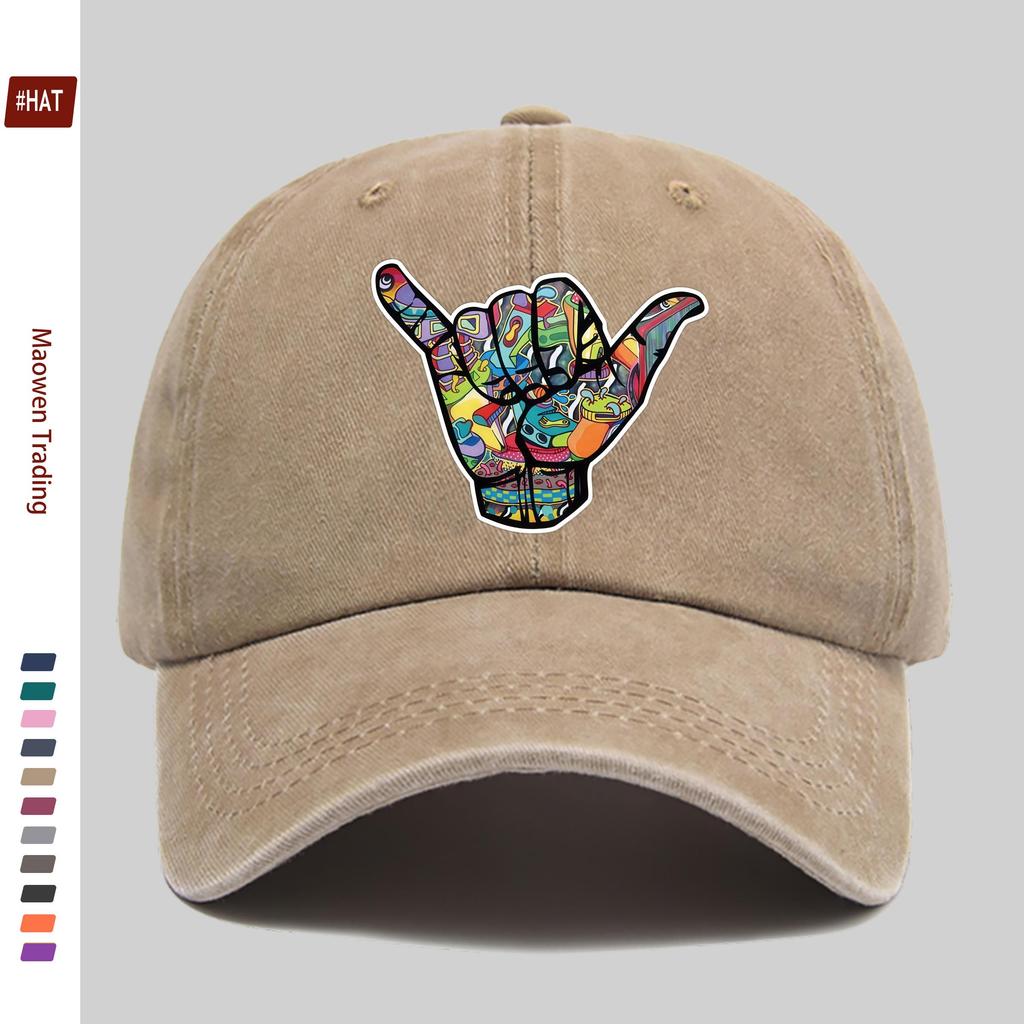 Pc Hawaiian Six Hand Gesture Pattern Print Baseball Cap Casual Decorative Design Sun Hat Comfortable and Lightweight Multi