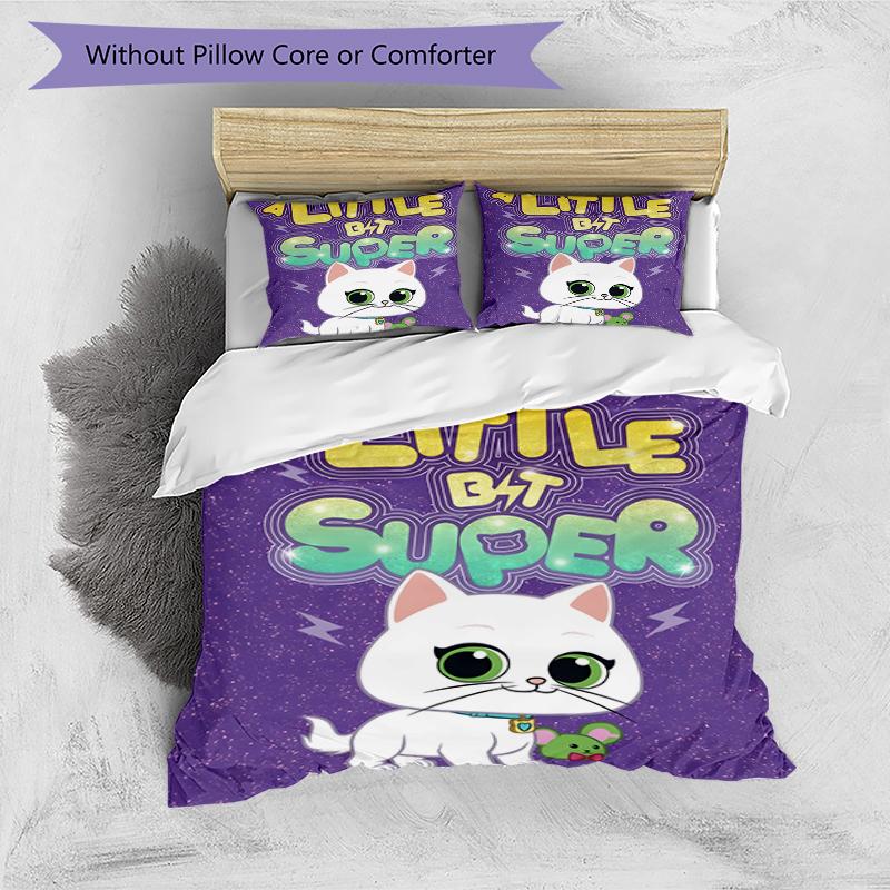 3pcs Super Kitties Adventures1 Design Cover Set - HD Printed Bedding with 1 Cover and 2 Pillowcases - Perfect for Home and Dorm Decor