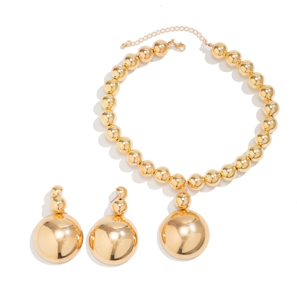 Exaggerated Large Half Ball Bead Pendant Necklace Punk Acrylic CCB Ball Bead Chain Choker Women's Banquet Party Jewelry Set