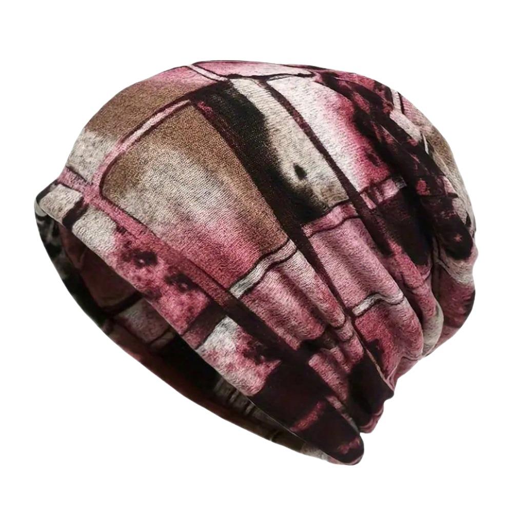 Contrasting Colors Pullover Hat Plaid Print Multifunctional Turban Hats Scarf Pullover Hat Casual Hedging Cap Autumn and Winter