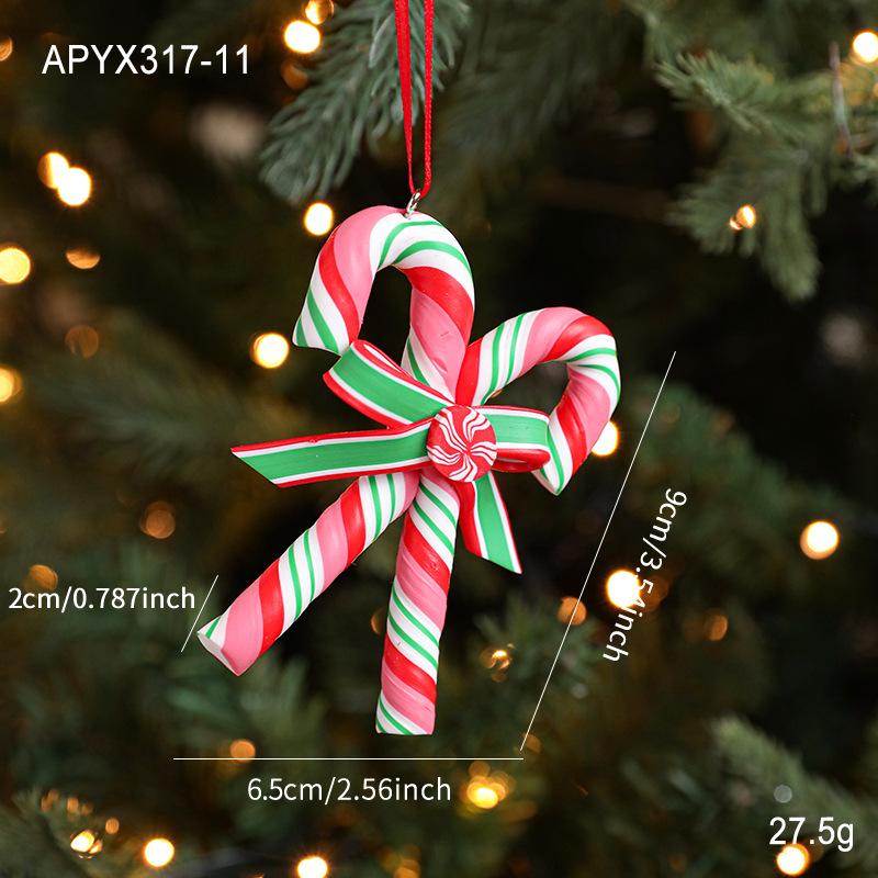 

Drop Ornaments Realistic Christmas Pendant Lollipop Decoration Soft Ceramic Candy Cane Ornament For Christmas Tree Xmas Holiday