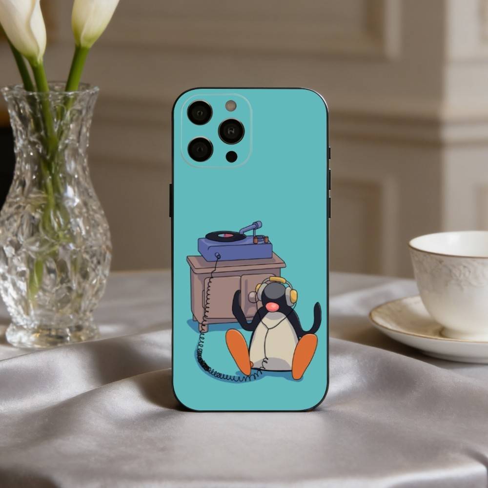 Cute P-Pingu-ES Penguin Phone Case For iPhone 17,16,15,14,13,12,11 Plus,Pro Max,XS,Soft Silicone Black Cover