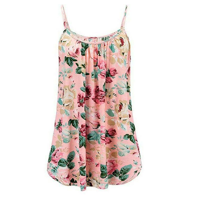 Elegant Women's Summer Strappy Tops Cami Dress In Floral Print For Beach Outings