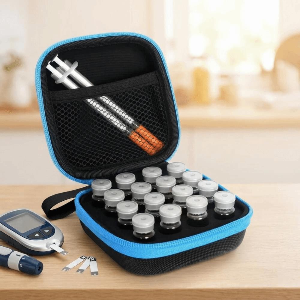 3ML Insulin Vial Storage Case Waterproof 16 Slots Essential Oils Carrying Box Dust-proof Wear-resistant Insulin Vial Protector