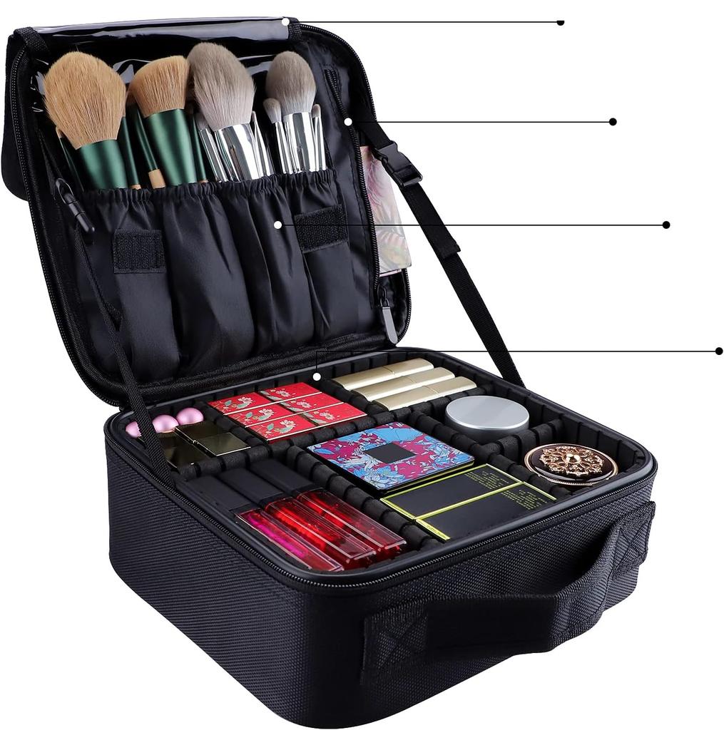 Women's cosmetic bag organizer case with compartments, perfect for traveling