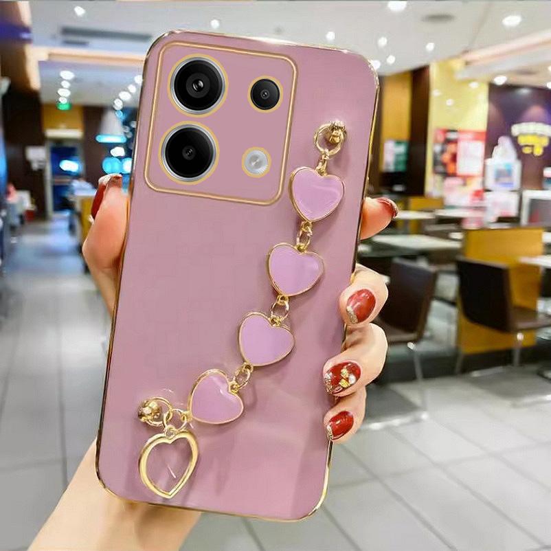 Wrist Strap Plating Phone Case For POCO M6 Pro 4G X6 Pro X6 F5 Pro X5 Pro M5 X4 GT F4 X4 Pro M4 Pro POCO C65 C55 Soft Slim Cover