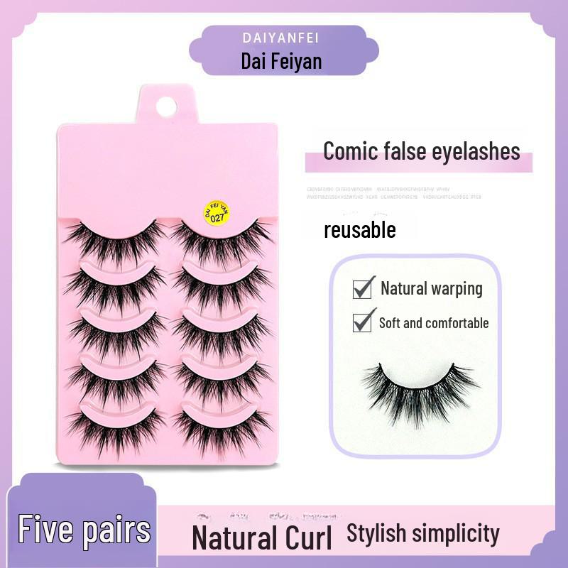 Cartoon Barbie Beginner False Eyelashes - Natural Thick 5 Pairs