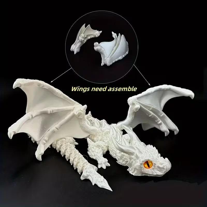 3D Printed Large Double-Horn Demon Flying Dragon with Wings Multi-Jointed Flexible Movable Children's Toy Big Horn Dragon Ornament