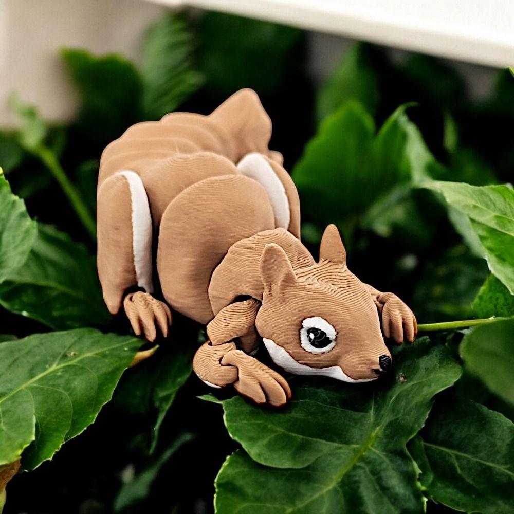 Movable Joints Squirrel Model Toys Cartoon 3D Articulated Squirrel Toys  Birthday Gift