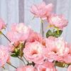 Multicolor Artificial Flower Peony 3 Heads Leaves Lifelike Peony Flowers Silk Petals Colorful Faux Flower Peony Home Decoration