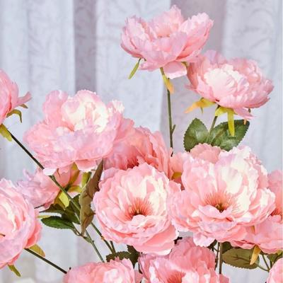 Fiori Artificiali Multicolore Peonia 3 Teste Foglie Peonie Realistiche Petali di Seta Fiori Finti Colorati Peonia Decorazione per la Casa
