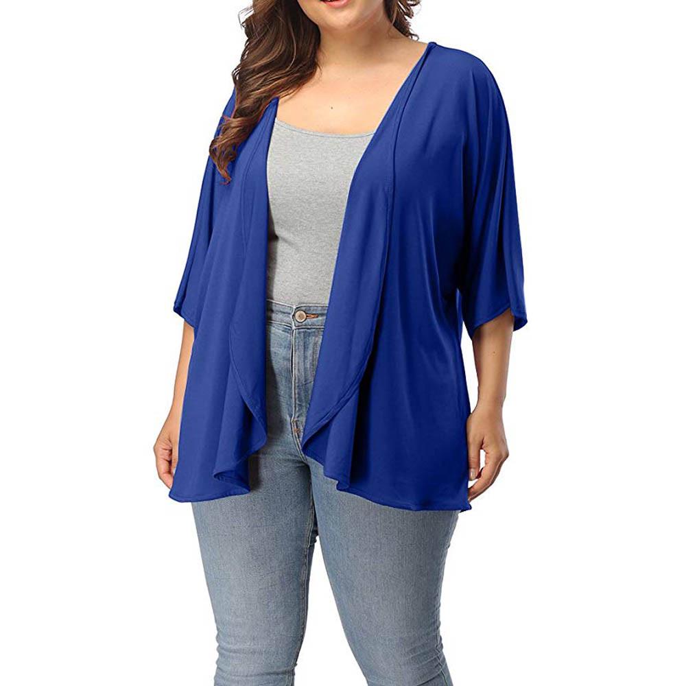 Women's Plus Size Summer Casual Open Front Half Sleeve Lightweight Cardigan