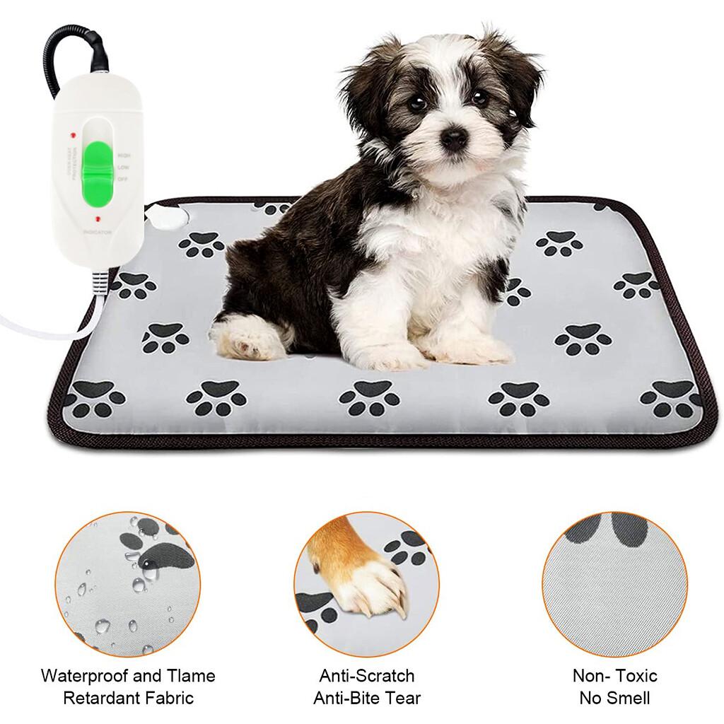 Pet Heating Pad Electric Heat Mat for Cat Dog Puppy Whelping UK, 45x45 cm 20W / 70x45 cm 30W, Oxford Cloth Leather, 3 Gears