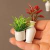 1:12 Dollhouse Miniature Mini Plastic Simulation Vase Green Plant Finished Flower Outdoor Doll House Model Accessories