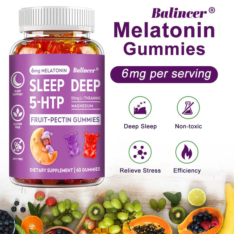 Sleep Gummies with L‑Theanine & Magnesium,Natural Berry Fruit‑Pectin Gummy, 60 Count 30‑Servings Dietary Supplement