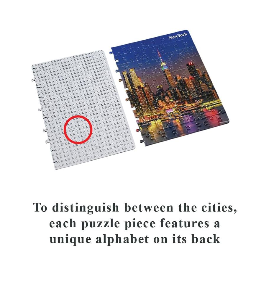 PosterPapaa City of Light Jigsaw Puzzle, Set of 4, 150 Pieces Each, 600 Pieces Total, A4 Size, 8.27" X 11.69", Colorful, Family-Friendly, Bold Puzzle