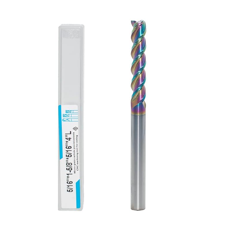 1/4" Extra Long Carbide Square End Mill for Aluminum, Copper Alloy, Plastic, 4" Overall Length End Mill Bits, 3 Flute HRC 55 Deg DLC Coating, CNC