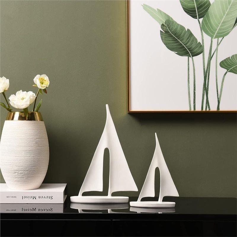 A74E-Sailboat Decor Ornament, Boat Decorations Statue Decor, Art Sculptures And Statues- Modern Sculptures Home Decor 1Set/2Pcs