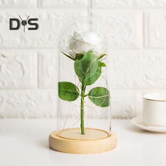 Artificial Rose Flowers Eternal Rose with LED Light Realistic Looking Battery Powered Simulation Rose Flower Holiday Gifts