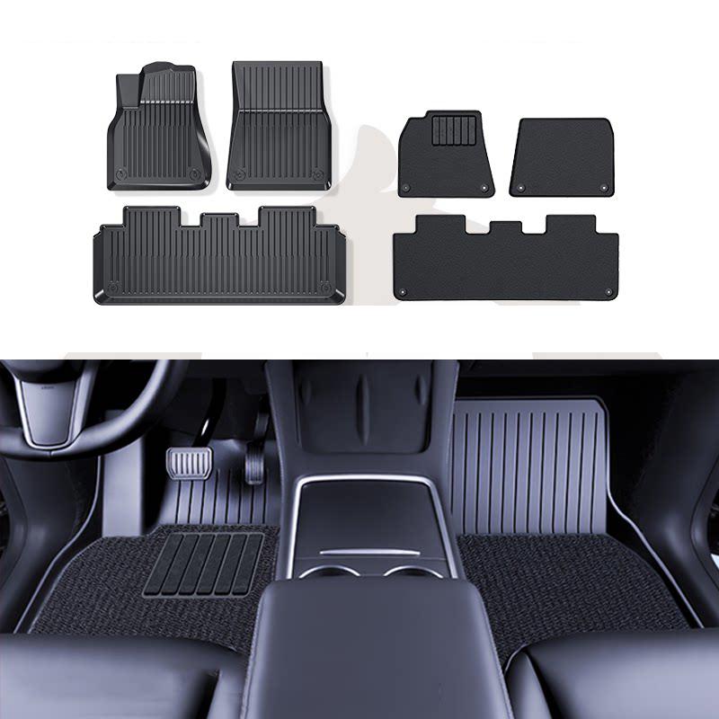 For Tesla Model YL 2025-2027 Car Floor Mat Double-layer Foot Mat Dirt-resistant TPE Waterproof Automobile Modification Supplies