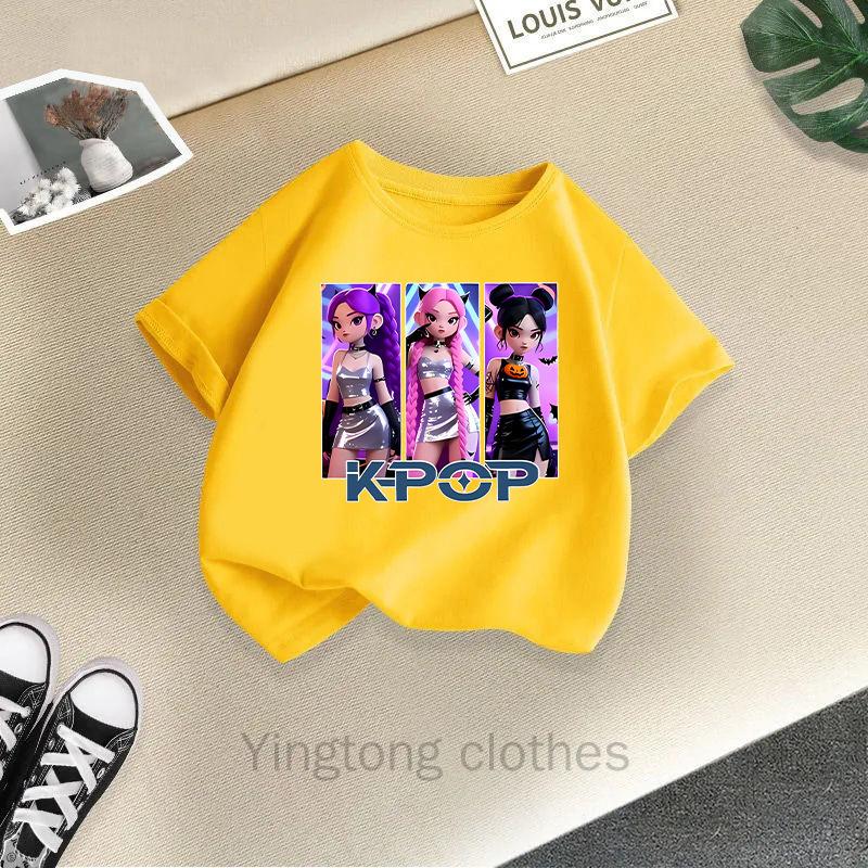 Summer Fashion Girls' Short Sleeved T-shirt Cute Printed Girls' Casual Versatile Top Cross Border