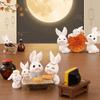 Resin Mini Ornaments White Rabbit Mid-Autumn Festival Desk Figurines Micro Landscape Decor  Home