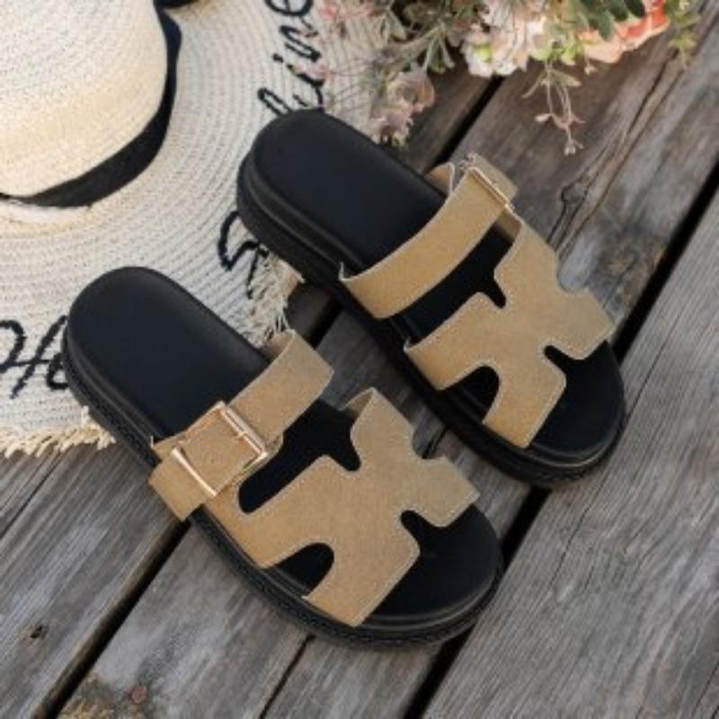New Style Shoes: Large-sized Slippers for Women, Thick-soled One-button Casual Sandals Devotion